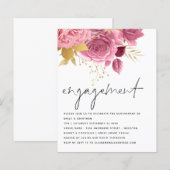 Budget Pink Gold Florals Engagement Party nodigt u (Voorkant / Achterkant)