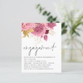 Budget Pink Gold Florals Engagement Party nodigt u (Staand voorkant)