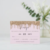 BUDGET Pink Gold Glitter Weddenschap RSVP Briefkaart (Staand voorkant)