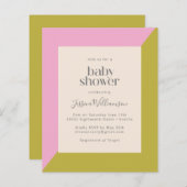 Budget Pink Green Border Baby shower Uitnodiging (Voorkant / Achterkant)