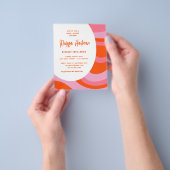 Budget Pink Groovy bruidsdouche uitnodiging Flyer (Hand)