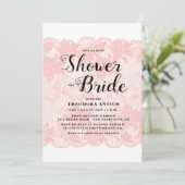 Budget Pink Lace Bridal Shower Invitation Kaart (Staand voorkant)