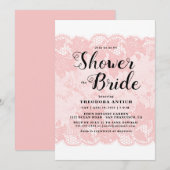 Budget Pink Lace Bridal Shower Invitation Kaart (Voorkant / Achterkant)