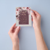 BUDGET Pink Maroon Wine Floral Wedding INVITE Flyer (Hand)