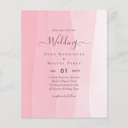BUDGET - Pink ombre Wedding Invitae Flyer (Voorkant)