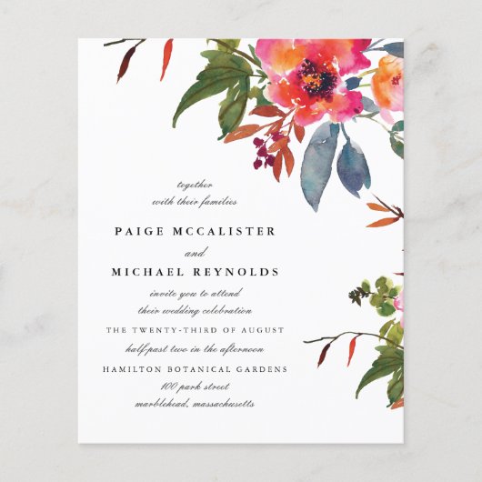 Budget Pink Oranje Floral Weddenschap (Voorkant)
