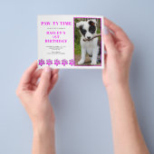 Budget Pink Pawty Time Hond Verjaardag Uitnodiging Flyer (Hand)