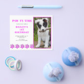 Budget Pink Pawty Time Hond Verjaardag Uitnodiging Flyer (Enkel)