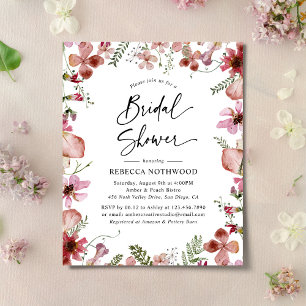Budget Pink Peach Flora Bridal Shower Uitnodiging