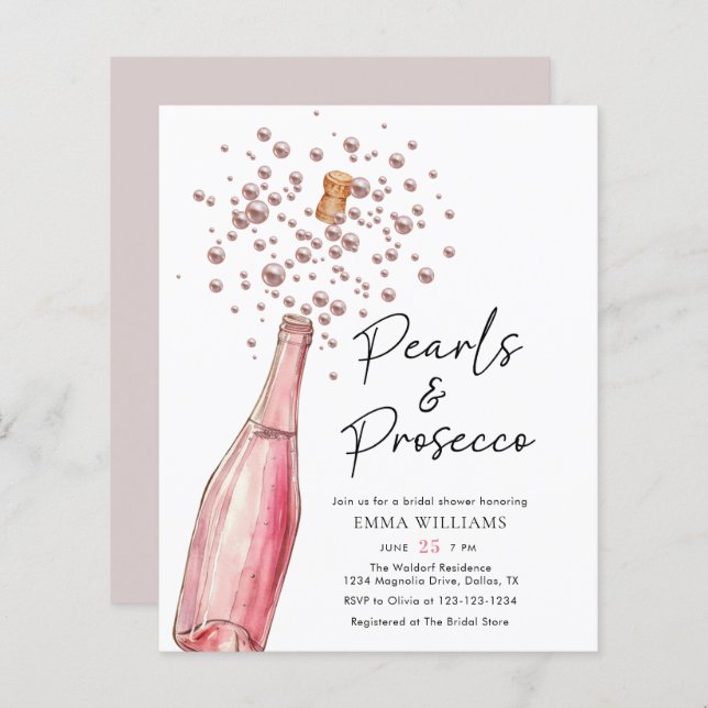 Budget Pink Pearls en Prosecco Vrijgezellenfeest (Voorkant / Achterkant)