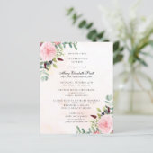 Budget Pink Peony Eucalyptus Funeral Invitation (Staand voorkant)