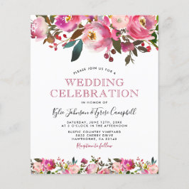 Budget Pink Peony Floral Wedding Invitation