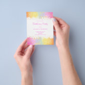 Budget Pink Rainbow Confetti Verjaardagsuitnodigin Flyer (Hand)