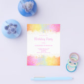 Budget Pink Rainbow Confetti Verjaardagsuitnodigin Flyer (Enkel)