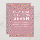 BUDGET Pink Rainbows Birthday Party Uitnodiging (Voorkant / Achterkant)