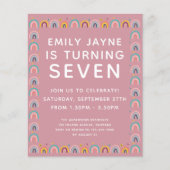 BUDGET Pink Rainbows Birthday Party Uitnodiging (Voorkant)