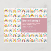 BUDGET Pink Rainbows Birthday Party Uitnodiging (Voorkant)