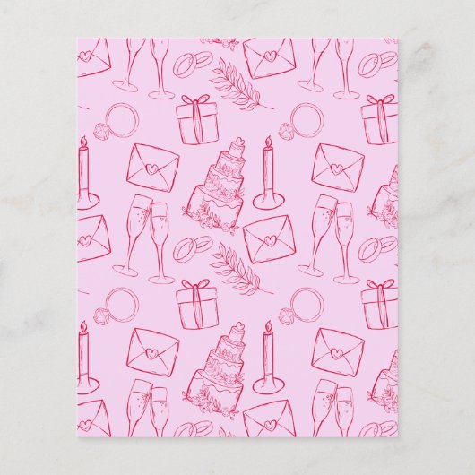 Budget Pink & Red Hand-Drawn Wedding (Achterkant)
