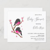 Budget Pink Robin Bird Baby shower Uitnodiging (Voorkant / Achterkant)