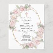Budget Pink Rose Bloemen Toewijding Uitnodiging (Voorkant)