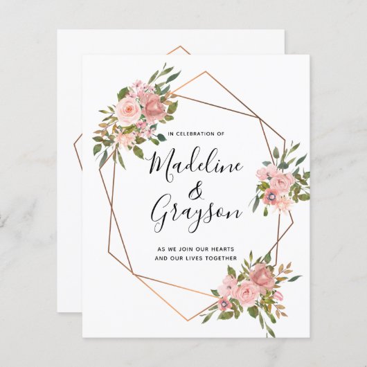 BUDGET Pink Rose Gold Lijst Weddenschap (Voorkant / Achterkant)