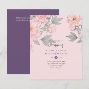 BUDGET Pink Sage Peach Wedding Invite