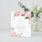 Budget Pink Sakura Flowers Baby shower uitnodiging (Staand voorkant)