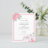 Budget Pink & Silver Pumpkin Wedding Party Invite (Staand voorkant)