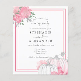 Budget Pink & Silver Pumpkin Wedding Party Invite