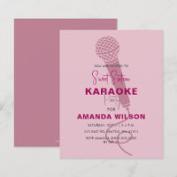 Budget Pink Sweet 16 Karaoke Party Uitnodiging