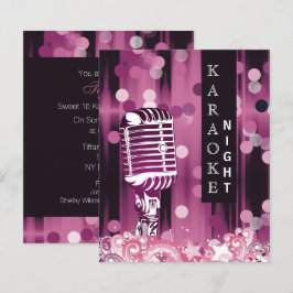 Budget Pink Sweet 16 Karaoke Uitnodiging