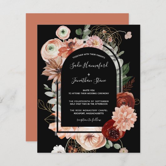 Budget Pink Terracotta Floral Wedding (Voorkant / Achterkant)