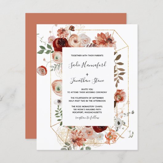 Budget Pink Terracotta Floral Wedding (Voorkant / Achterkant)