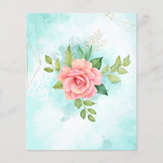 Budget Pink Turquoise Floral Wedding (Achterkant)