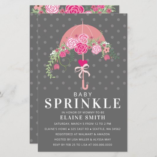 Budget Pink Umbrella Girl Baby shower (Voorkant / Achterkant)