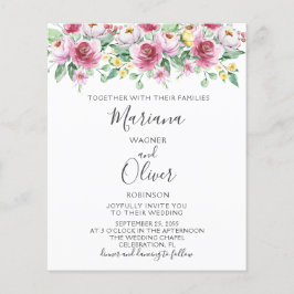 Budget Pink Yellow Floral Wedding Invitations Flyer