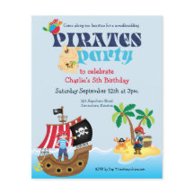 Budget Pirates Kids Birthday Party Invitation