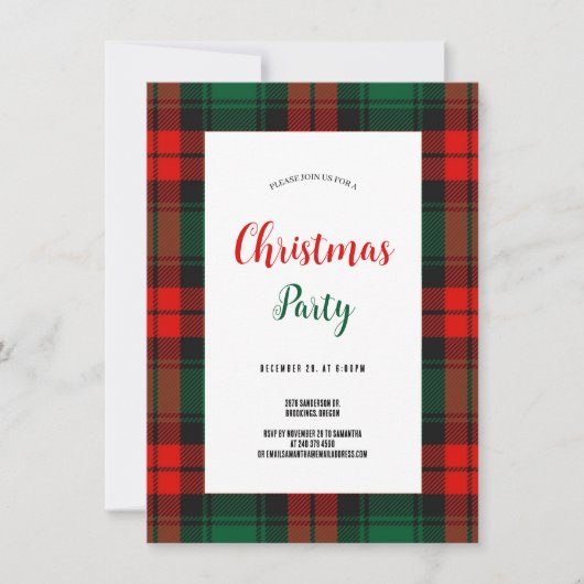 Budget Plaid Retro Script red and green Christmas Kaart (Voorkant)