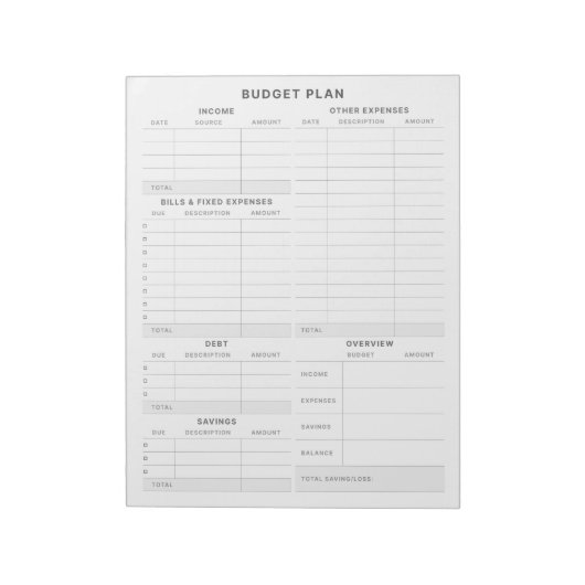 Budget Planner Inkomen en Uitgaven Tracker Layout Notitieblok (Linkerzijde)
