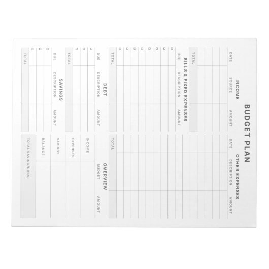 Budget Planner Inkomen en Uitgaven Tracker Layout Notitieblok (Voorkant)