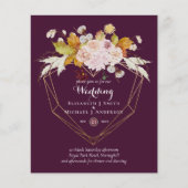 BUDGET Plum and Coral Floral Wedding Invitation (Voorkant)
