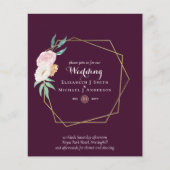 BUDGET Plum and Coral Floral Wedding Invitation (Voorkant)