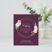 BUDGET Plum and Coral Floral Wedding Invitation (Staand voorkant)