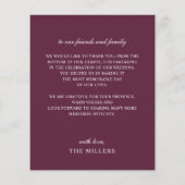 Budget Plum Bloemenbruiloft Dank u kaart (Achterkant)