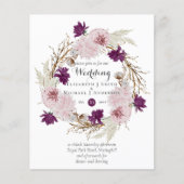 Budget Plum Blooms Blush Wreath Wedding Invites (Voorkant)