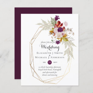 Budget Plum Blooms Ginger Floral Wedding Invites