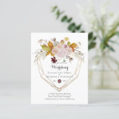 Budget plum Blush Pink Floral Wedding Invites (Staand voorkant)