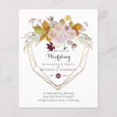 Budget plum Blush Pink Floral Wedding Invites (Voorkant)