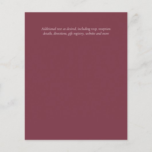 Budget plum Blush Pink Floral Wedding Invites (Achterkant)