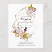 Budget plum Blush Pink Floral Wedding Invites (Voorkant)